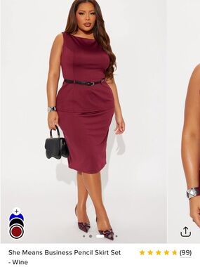 Fashion Nova Wine Colored Pencil Skirt - Sleek Tailored Fit